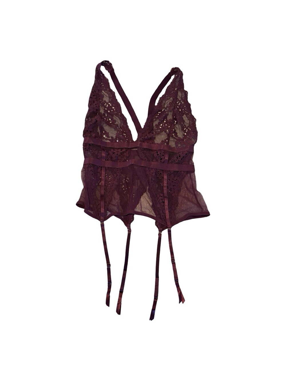 Oh La La Cheri Burgundy Lacey Babydoll - 1x / 2x